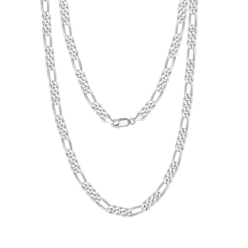 Homxi Damen Herren Halskette Anhänger Silber,Kette 925 Silber für Anhänger Mann Figaro Kette 3.3MM Halskette mit Anhänger Silber von Homxi