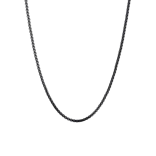 Homxi Damen Herren Halskette Kette Schwarz,Mann Kette Edelstahl 2MM Belcher Kette Halskette Schwarz von Homxi