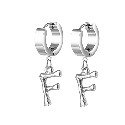 Homxi Damen Herrenohrringe Creolen,Silber Ohrringe Edelstahl Hoop mit Buchstabe F Ohrring Damen Creolen Buchstabe F von Homxi
