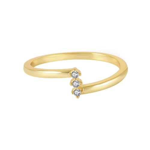 Homxi Damen Hochzeitsringe 14K Gelbgold Ring, Rund mit Moissanit, Damen Ringe Eheringe und Verlobungsringe Gold Gr. 49 (15.6) von Homxi