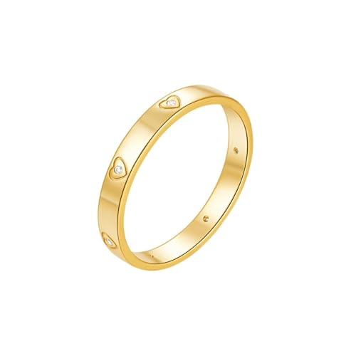 Homxi Damen Hochzeitsringe Gelbgold 375 Ringe, Rund und Herz mit Moissanit, Gold Damen Ringe Eheringe Verlobungsringe Groß 57 (18.1) von Homxi