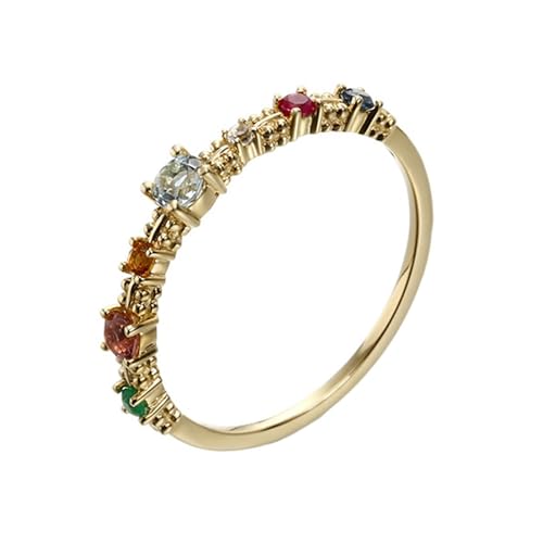 Homxi Damen Hochzeitsringe Gelbgold Ring 585, Rund mit Kreierter Topas und Zirkonia, Damen Gold Eheringe Verlobung Frauen Ring Größe 49 (15.6) von Homxi
