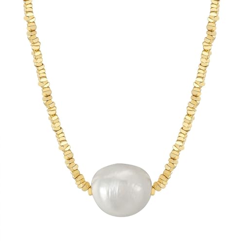 Homxi Damen Kette Gold Anhänger,Halskette Damen 925 Silber mit Anhänger Kette mit Perle Kettenanhänger Gold von Homxi