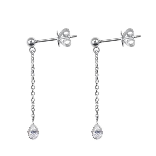 Homxi Damen Ohrringe 18K Weißgold, Lange Quaste und Wassertropfen mit Moissanit, Frauen Ohrringe Silber Hänger von Homxi