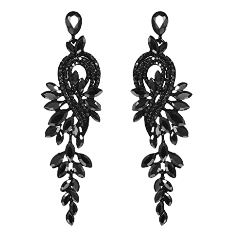 Homxi Damen Ohrringe Edelstahl,Retro Wassertropfen Schwarz Zirkonia Ohrringe Schwarz Damen Modeschmuck von Homxi