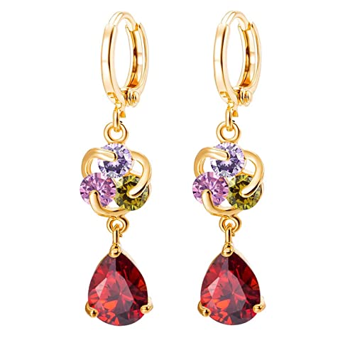 Homxi Damen Ohrringe Hängend,Kupfer Schmuck Ohrringe Hoop mit Wassertropfen Zirkonia Gold Ohrringe Hängend Frauen Homxi Damen Ohrringe Hängend,Kupfer Schmuck Ohrringe Hoop mit Wassertropfen Zirkonia Gold Ohrringe Hängend Frauen von Homxi