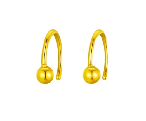 Homxi Damen Ohrringe Hochzeit 18 K Gelbgold, C-Form, Frauenohrringe Gold Creolen von Homxi