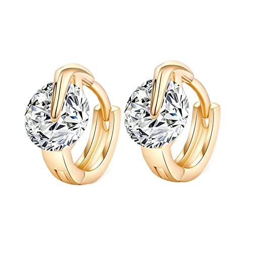 Homxi Damen Ohrringe für Hochzeit Gold 14 K, Rund mit Moissanit, Schmuck Ohrringe Damen Gold von Homxi