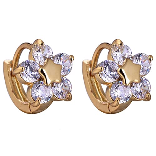 Homxi Damen Ohrringe für Hochzeit Gold 9K, Blume und Stern mit Moissanit, Schmuck Ohrringe Frauen Gold von Homxi
