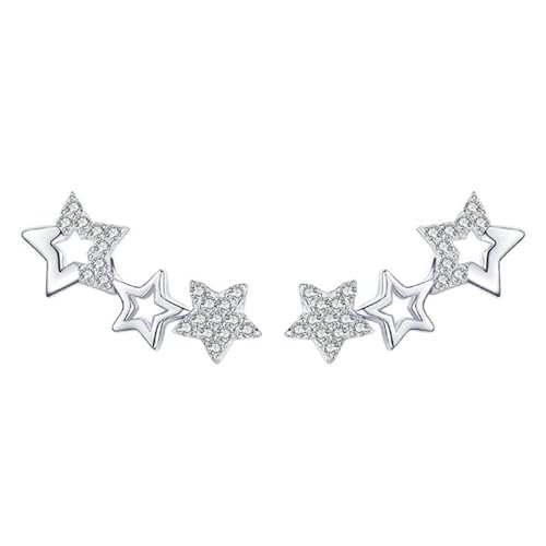 Homxi Damen Ohrstecker,Damen Ohrhänger 925 Silber Ohrringe Stern mit Zirkonia Ohrringe Damen Silber von Homxi