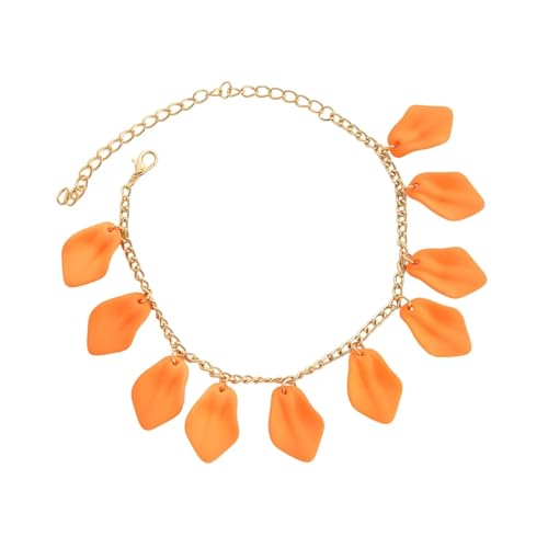 Homxi Damen Orange Strand Fußkette, Fuß Kette Harz Damen Kette mit Blütenblättern - 22cm + 10.5cm Verlängerungskette von Homxi