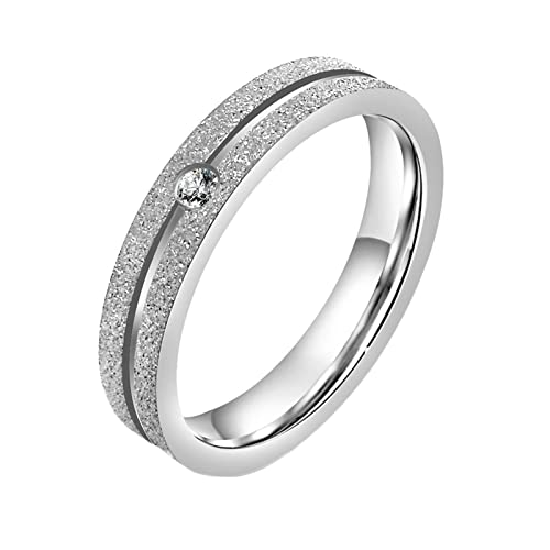 Homxi Damen-Ring,Ringe Rund Matt mit Weiß Zirkonia Edelstahl Ring für Damen Silber Damen Ring Größe 47 (15.0) von Homxi