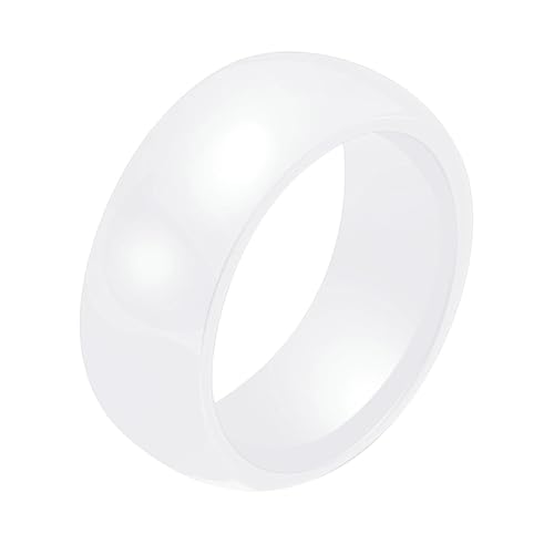 Homxi Damen Ring Keramik Gravur,8MM mit Poliert Rund Damen Ringe Weiß Ring für Damen Größe 60 (19.1) von Homxi