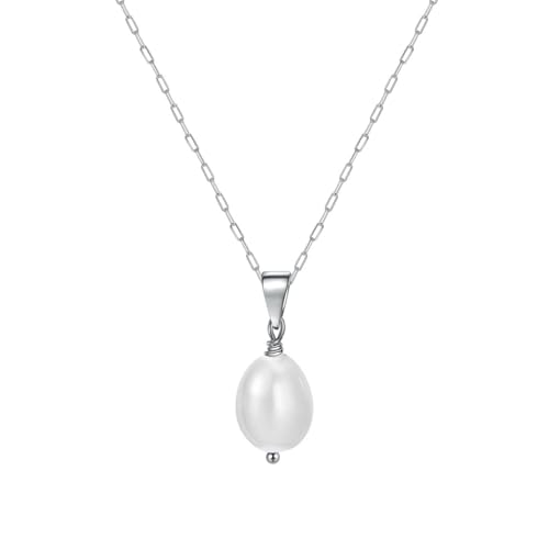 Homxi Damen Silber Halskette mit Anhänger,Kette 925 Silber Anhänger Mädchen Perle Anhänger Kette Silber von Homxi
