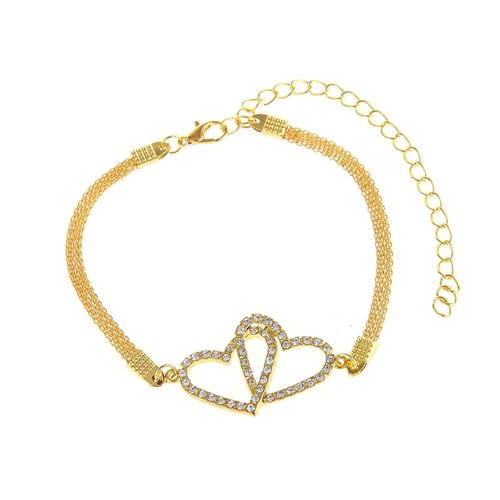 Homxi Damen Strand Fußkette Gold, Fußketten Damen Legierung Hohl Herz mit Zirkonia - 21.8cm + 9.8cm Verlängerungskette von Homxi