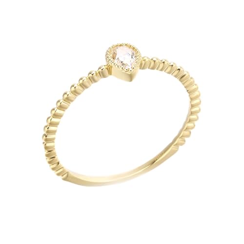 Homxi Damen Trauring Ringe Gold 9 Karat, Solitär Wassertropfen mit Moissanit, Gold Damen Ringe Verlobungsringe Eheringe Gr 51 (16.2) von Homxi