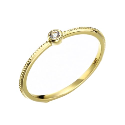 Homxi Damen Trauringe 375 Gold Ring, Solitär Rund mit Kreierter Topas, Damen Verlobung Trauringe Gold Gr. 52 (16.6) von Homxi