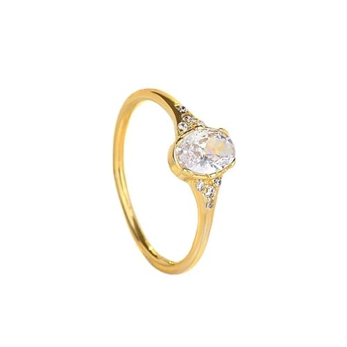 Homxi Damen Trauringe 750 Gelbgold, Oval mit Moissanit, Damen Ring Verlobungsring Ehering Gold Gr. 57 (18.1) von Homxi