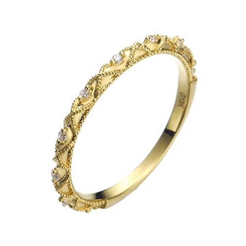 Homxi Damen Trauringe Gelbgold Ring 585, Rund mit Moissanit, Gold Damen Ringe Eheringe und Verlobungsringe Größe 52 (16.6) von Homxi