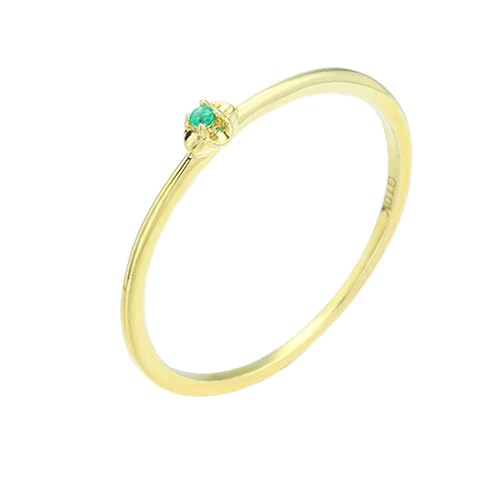 Homxi Damen Trauringe Gold Ringe 14 Karat, Solitär Rund mit Erstellter Smaragd, Gold Damen Ring Eheringe Verlobung Gr. 57 (18.1) von Homxi