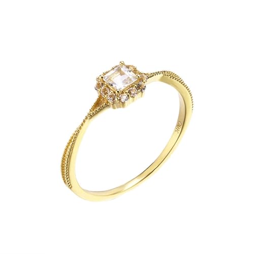 Homxi Damen Trauringe Ring 375 Gold, Quadrat mit Kreierter Topas, Damen Ringe Verlobung Gold Größe 57 (18.1) von Homxi