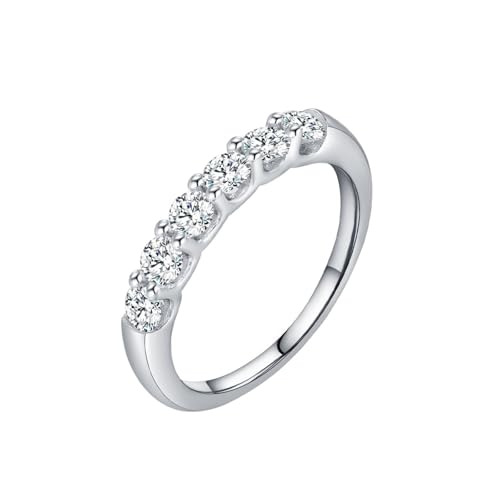 Homxi Damen Trauringe Ring Weissgold 18K, 3x3mm Rund mit Moissanit, Silber Eheringe und Verlobungsringe Damen Ringe Größe 57 (18.1) von Homxi