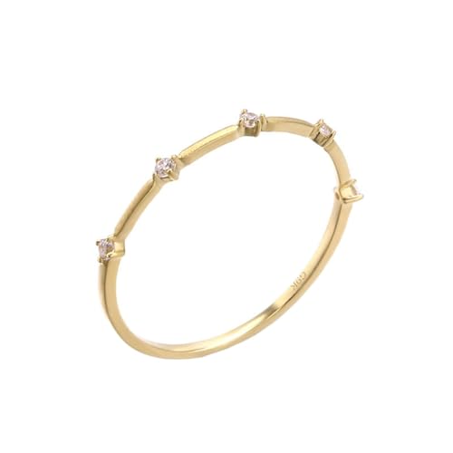 Homxi Damen Trauringe Ringe Gelbgold 9 Karat, Rund mit Moissanit, Gold Eheringe Verlobungsringe Damen Ringe Größe 62 (19.7) von Homxi