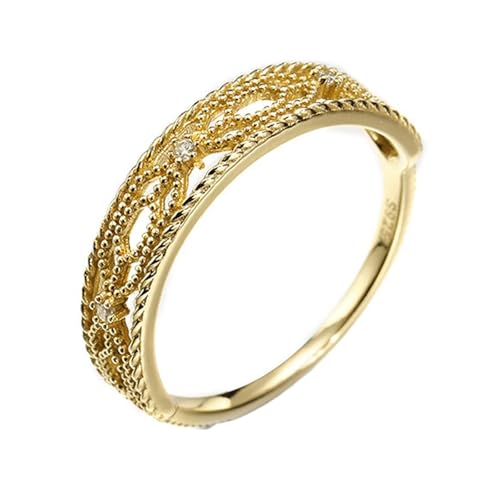 Homxi Damen Verlobungsring Gelbgold 585, Rund mit Moissanit, Gold Damen Ringe Verlobungsringe Eheringe Gr. 56 (17.8) von Homxi