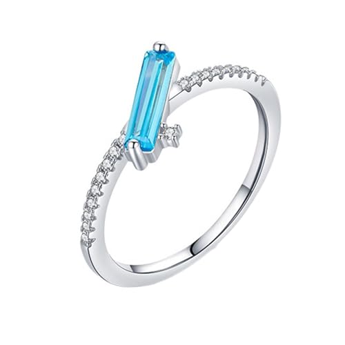 Homxi Damen Verlobungsringe 585 Weissgold Trauringe, 2,5 x 9 mm Rechteck mit Kreierter Topas und Moissanit, Damen Silber Eheringe Verlobung Frauen Ring Größe 62 (19.7) von Homxi