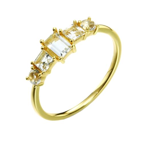 Homxi Damen Verlobungsringe Eheringe 375 Gelbgold, Rechteck mit Kreierter Topas, Gold Eheringe Verlobungsringe Damen Ringe Groß 58 (18.5) von Homxi