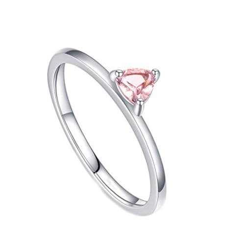 Homxi Damen Verlobungsringe Eheringe 375 Weissgold, 4x4mm Dreieck mit Kreierter Morganit, Damen Ring Verlobungsring Silber Groß 65 (20.7) von Homxi