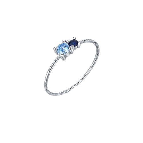 Homxi Damen Verlobungsringe Ring 14 Karat Weissgold, Rund mit Kreierter Topas und Erstellter Saphir, Verlobungsringe Eheringe Damen Ringe Silber Gr. 61 (19.4) von Homxi