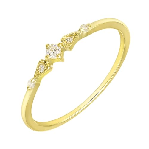 Homxi Damen Verlobungsringe Ring 9 Karat Gold, Rund mit Moissanit, Damen Ring Verlobungsringe Eheringe Gold Größe 56 (17.8) von Homxi