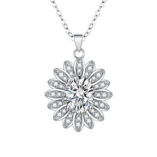 Homxi Damen Weiß Halskette Anhänger,Frauen Kette Kupfer Anhänger Blume und Oval mit Zirkonia Halskette mit Anhänger Weiß von Homxi