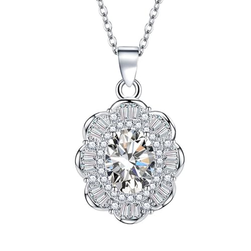 Homxi Damen Weiß Halskette für Anhänger,Anhänger Kette Frauen Kupfer Oval mit Zirkonia Kette Anhänger Weiß von Homxi