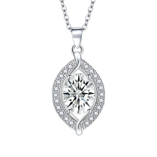 Homxi Damen Weiß Halskette für Anhänger,Kette Kupfer mit Anhänger Mädchen Oval mit Zirkonia Anhänger Kette Weiß von Homxi