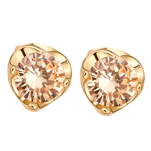 Homxi Damenohrringe Hochzeit 375 Gelbgold, Herz und Rund mit Moissanit, Schmuck Damen Gold Ohrringe von Homxi