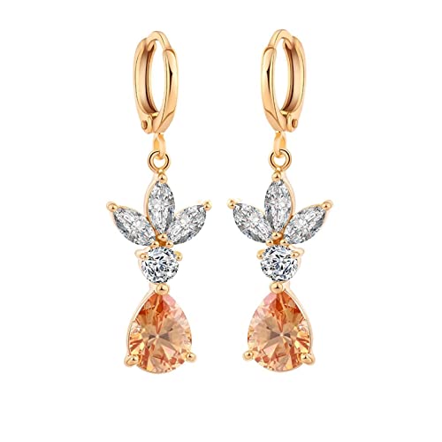 Homxi Damenohrringe Hochzeit Gold 375, Blatt und Wassertropfen mit Moissanit, Schmuck Ohrringe Frauen Gold von Homxi
