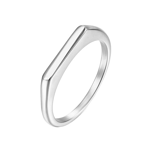 Homxi Damenring Edelstahl,Rechteck 2.3MM Damen Ring Silber Ring Damen Gr. 60 (19.1) von Homxi