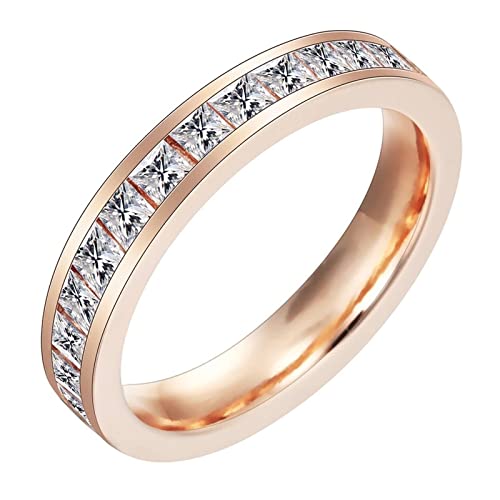 Homxi Damenring in Rosegold,Rund mit Zirkonia Rosegold Kupfer Finger Rings Damen Hochzeit Ring Größe 57 (18.1) von Homxi