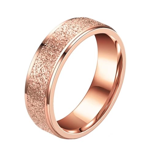 Homxi Edelstahl Damen Ring Personalisiert,Rund Matt 6MM Ringe für Damen Rosegold Ring für Damen Gr. 62 (19.7) von Homxi