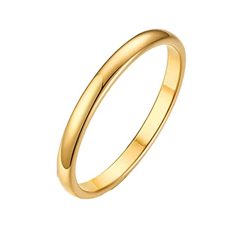 Homxi Edelstahl Ring Damen Gravur,Poliert Rund 2MM Ring Gold für Damen Damenring Gr.54 (17.2) von Homxi