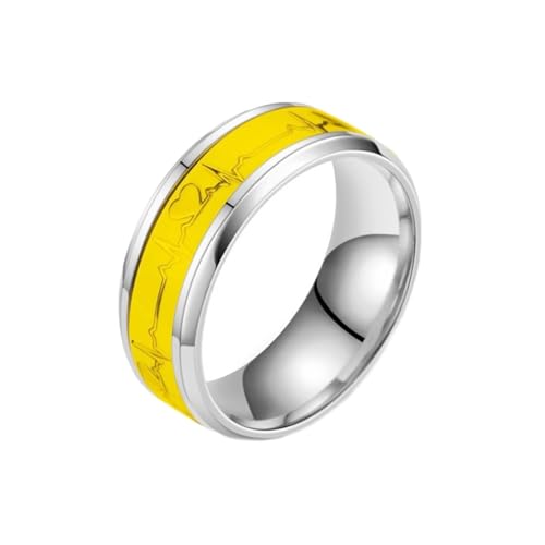Homxi Edelstahl Ring Herren mit Gravur,Elektrokardiogramm Muster 8MM Ring Herren Gelb Herren Ringe Gr.60 (19.1) von Homxi