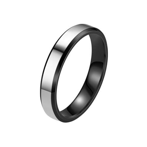 Homxi Edelstahl Ring Herren mit Gravur,Rund Poliert 4MM Silber Schwarz Ring Herren Herrenring Gr.62 (19.7) von Homxi
