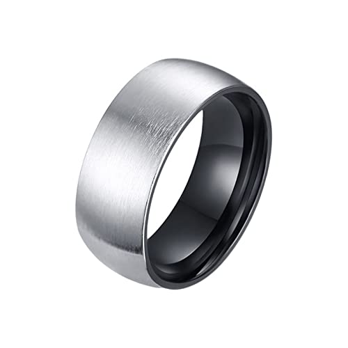 Homxi Edelstahl Ring für Herren,Gebürstet Rund 8MM Herrenringe Schwarz Silber Herrenring Gr.57 (18.1) von Homxi