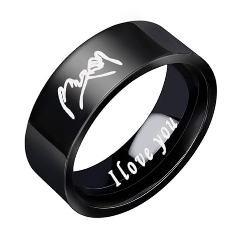 Homxi Edelstahl Ring für Herren Damen,Rund 8MM mit I Love You Schwarz Herren Ring Ring für Herren Gr. 65 (20.7) von Homxi