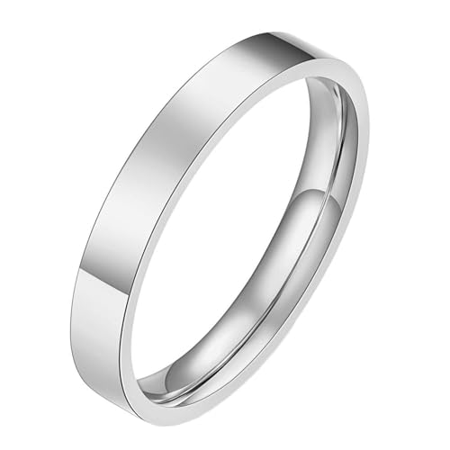 Homxi Edelstahl Ringe Damen mit Gravur,3MM Poliert Rund Ringe Herren Silber Ring für Herren Größe 49 (15.6) von Homxi