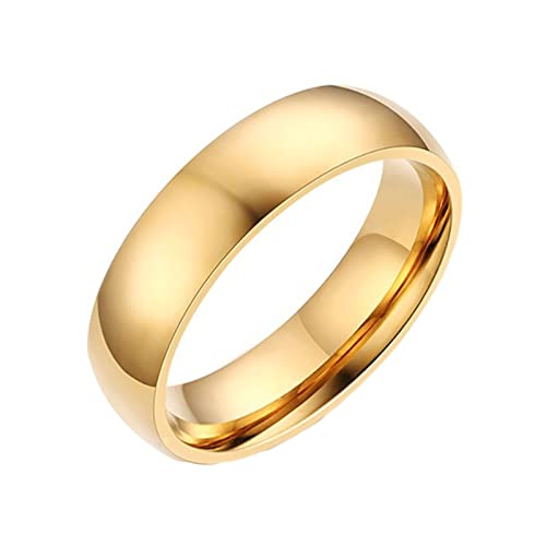 Homxi Edelstahl Ringe Damen mit Gravur,Poliert Rund 6MM Damenring Gold Damen Ringe Größe 72 (22.9) von Homxi