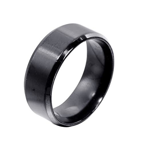 Homxi Edelstahl Ringe Herren Gravur,Rund Gebürstet 8MM Ring für Herren Schwarz Ring für Herren Größe 72 (22.9) von Homxi