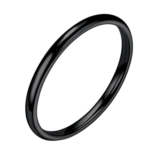 Homxi Ehering Damen Edelstahl,Feine Runde 2MM Ring Damen Schwarz Ringe Damen Gr. 49 (15.6) von Homxi